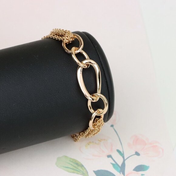 "Chunky Oval Chain Rose Gold Bracelet with Layered Tassel Detail, XPBL1099 - Picture 1 of 12